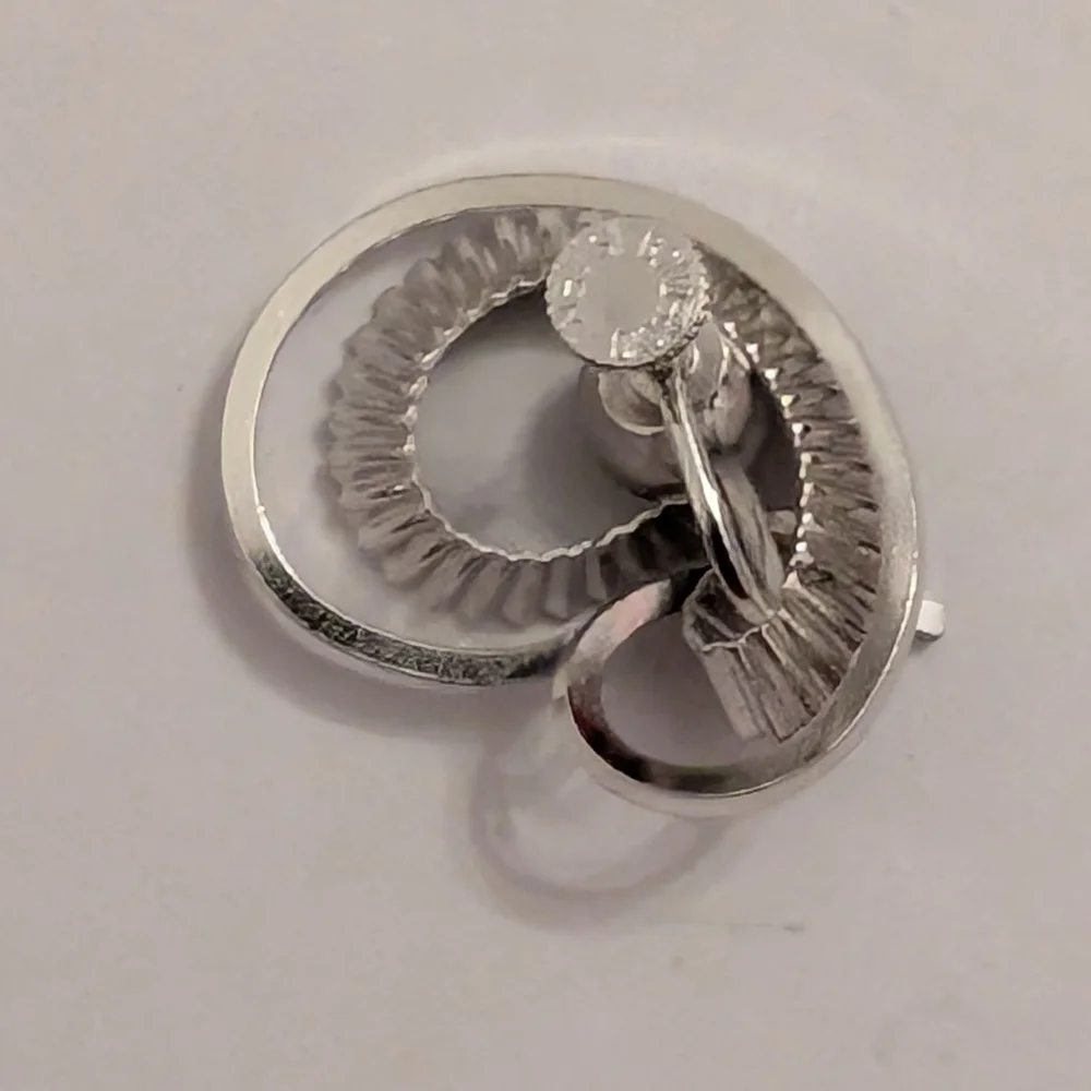 Vintage 1950s Bond Boyd Modernist Sterling Silver Screw Back Earrings, MCM - Picture 4 of 4
